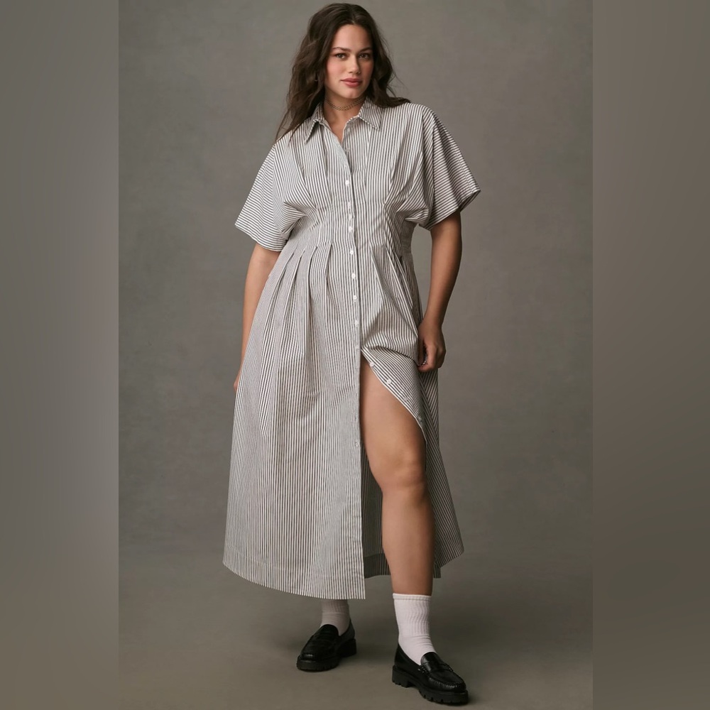Exquise Tobie Striped Shirt Dress - New with Tags